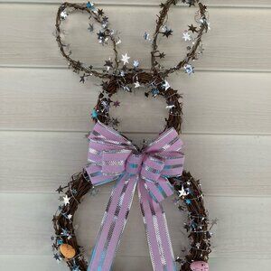 🐰 Pastel Bunny Grapevine Wreath – Easter Door Charm